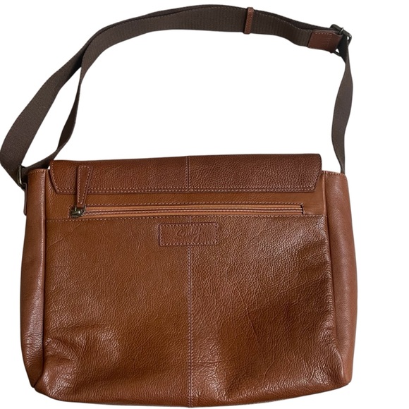 Scully Mens Messenger‎ 100% Cowhide Leather  Made India EUC Business  Cognac - Picture 1 of 15